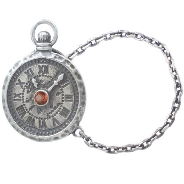 ガーネットウォッチピン　アンティーク 1月)ガーネット アンティーク ウォッチ チェーン ピンバッジ