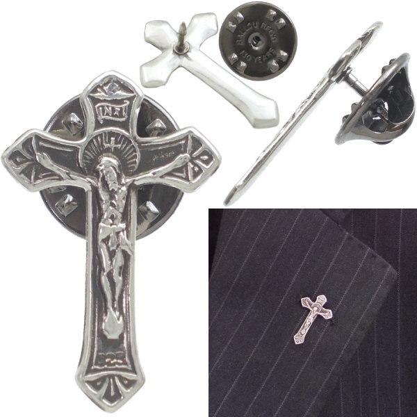 キリスト クロス シルバーピンバッジ ピンズ : シルバーアクセサリー