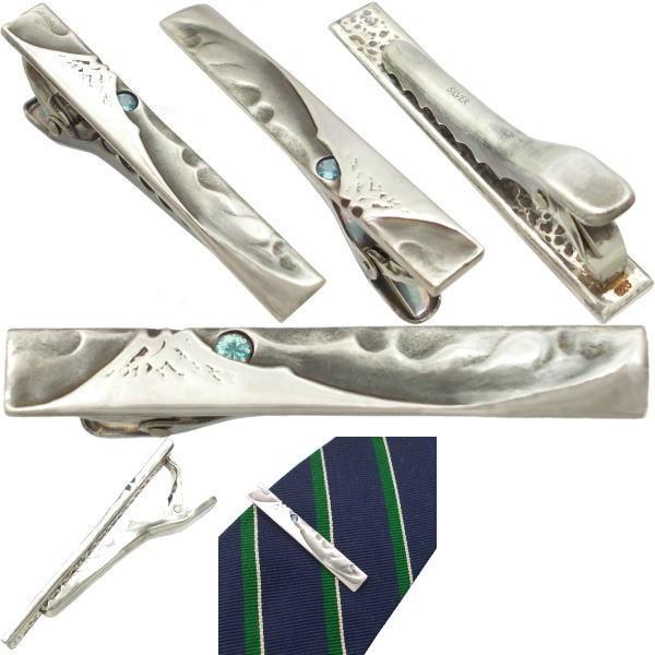 11月)ブルートパーズ 富士山 御来光 ヤマト シルバー 925ネクタイピン