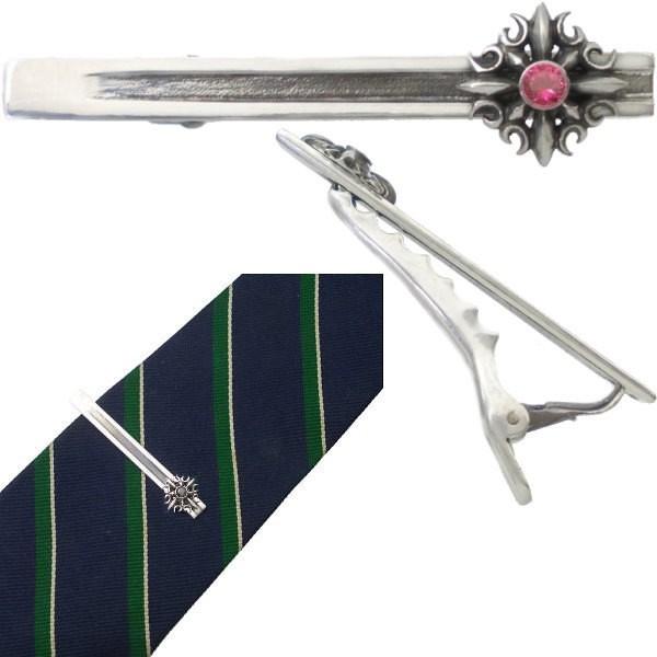 7月)ルビー ゴシック クロス シルバー ネクタイピン誕生石 : シルバー