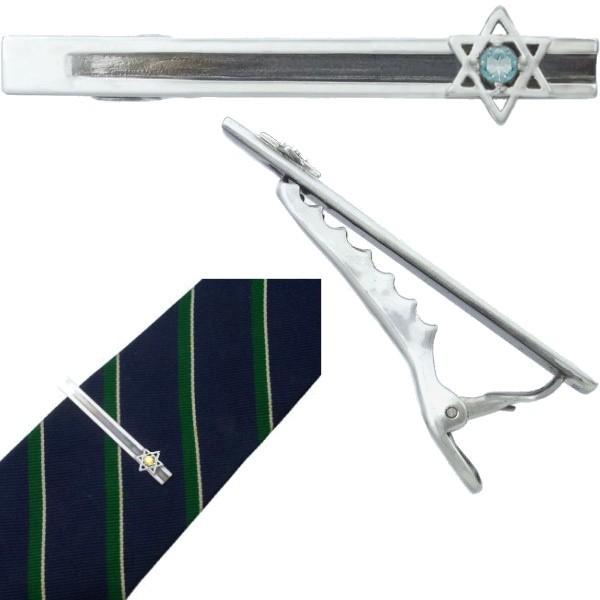 11月)ブルートパーズ ヘキサグラム 六芒星 シルバー ネクタイピン