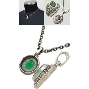 エメラルドグラス シルバー カレッジペンダントトップ : シルバー