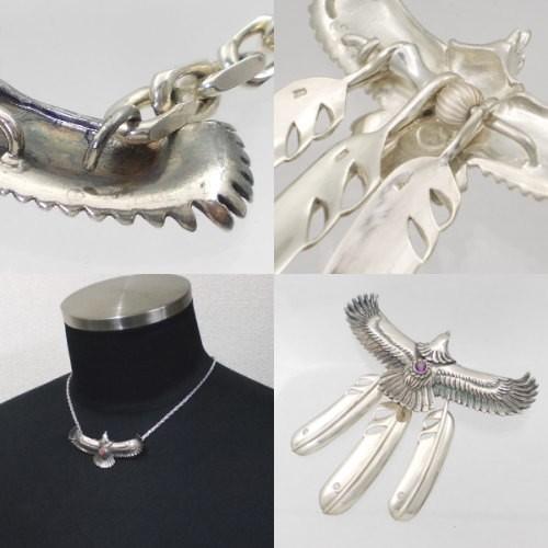 11月)ブルートパーズ イーグル シルバー ペンダントトップ 誕生石