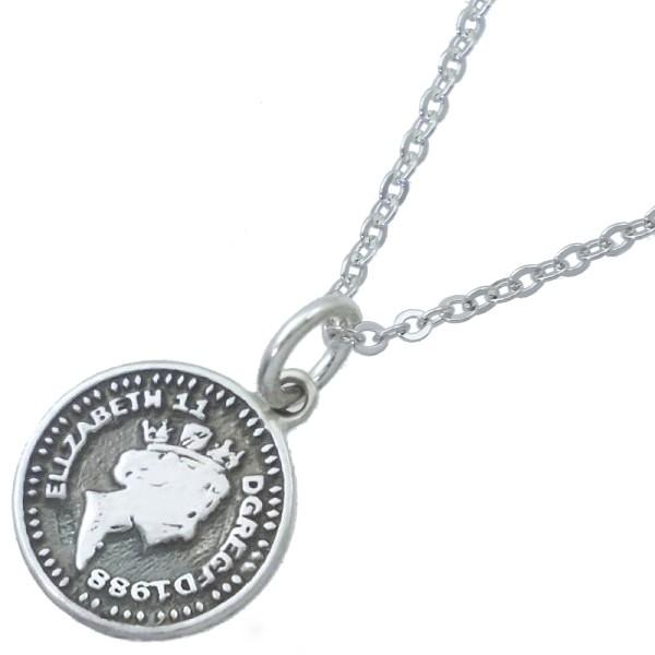 11月)ブルートパーズ ブラック エリザベス コイン シルバー ペンダント