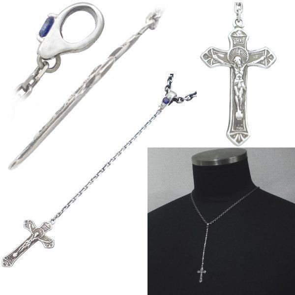 9月)サファイア ロザリオ クロス シルバー ペンダントトップ 誕生石