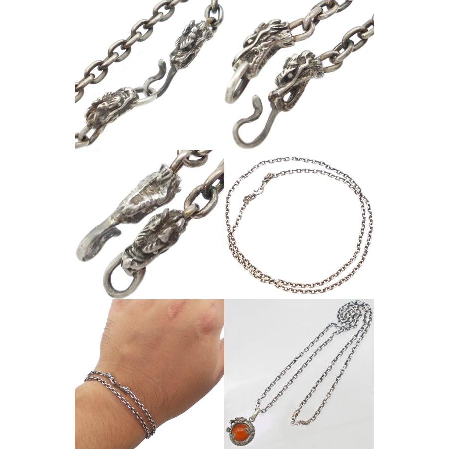 ツインドラゴン シルバー 925 アズキチェーン2.8mm : シルバー