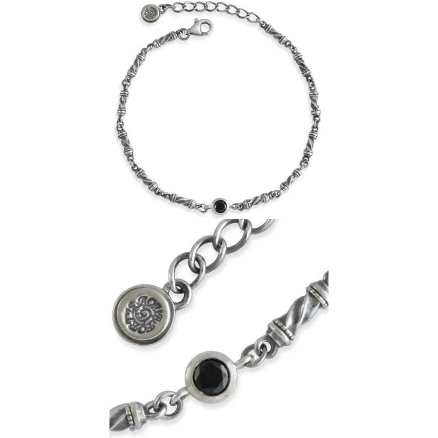 AQUA SILVER シルバー フック型ブレスレット ブラックストーン付き AQUA SILVER(アクアシルバー) ブラックストーンツイスト シルバー