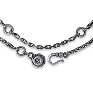AQUA SILVER(アクアシルバー) ブラックロザリオシルバーペンダントネックレスの画像