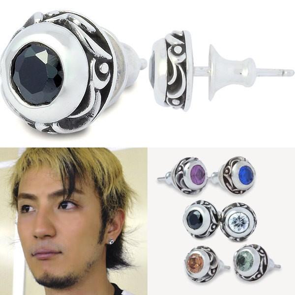 AQUA SILVER（アクアシルバー） ブラックCZアラベスクシルバーピアス