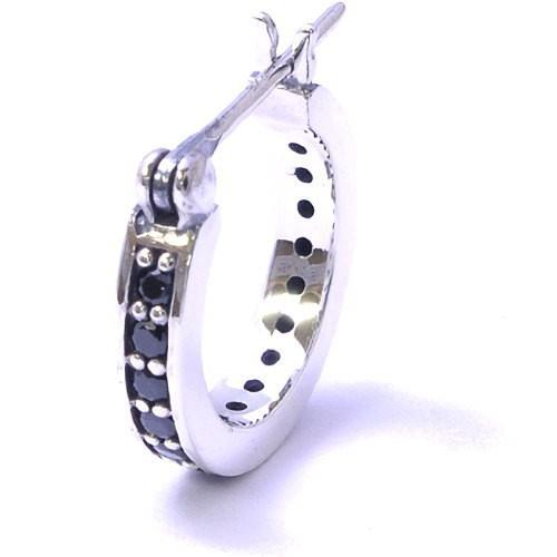 AQUA SILVER SILVER(アクアシルバー) ブラックCZフープシルバーピアス  