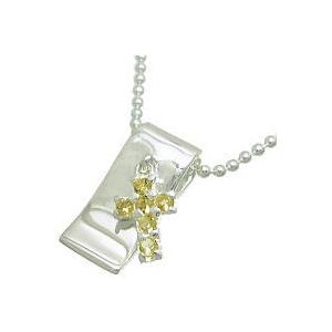 フリースタイル(FREE STYLE) イエロークロスプレート シルバー ペンダント キュービックジルコニアCZ/シェル使用