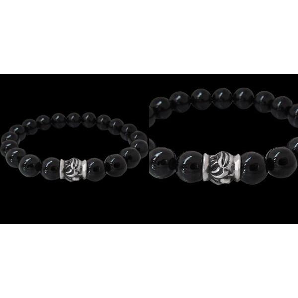 LONE ONES ホークビード　シャイニーオニキス 10mmビーズブレスレット ロンワンズ ロゴ ビード シャイニーオニキス (10mm