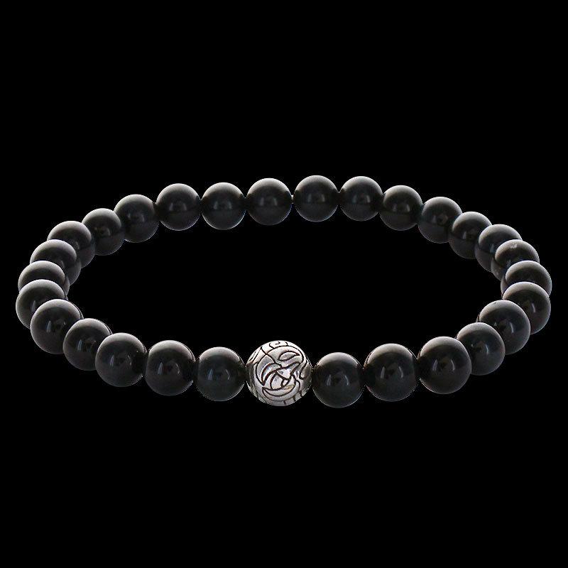 LONE ONES(ロンワンズ) スモール エングレーヴドネストビード シャイニーオニキスブレスレット