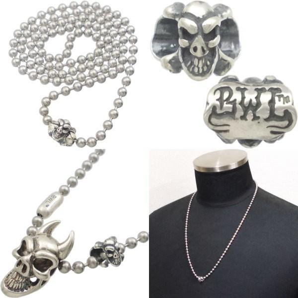 BWL 4mm ボールチェーン スカルクロスボーン 約 全長51cm BILL WALL LEATHER ビルウォールレザー Bill Wall Leather 4mm