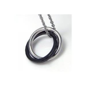 ブラックタングステン+ステンレスリングペンダントネックレス Tungsten 