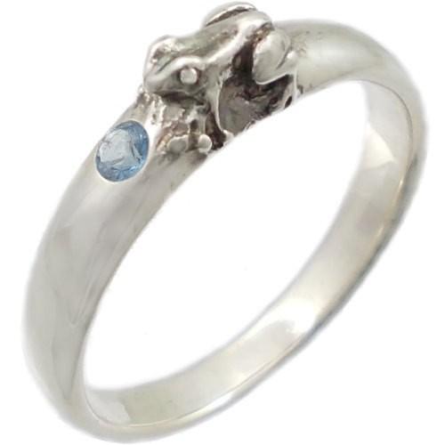 カエル シルバー925リング アクアマリン silver