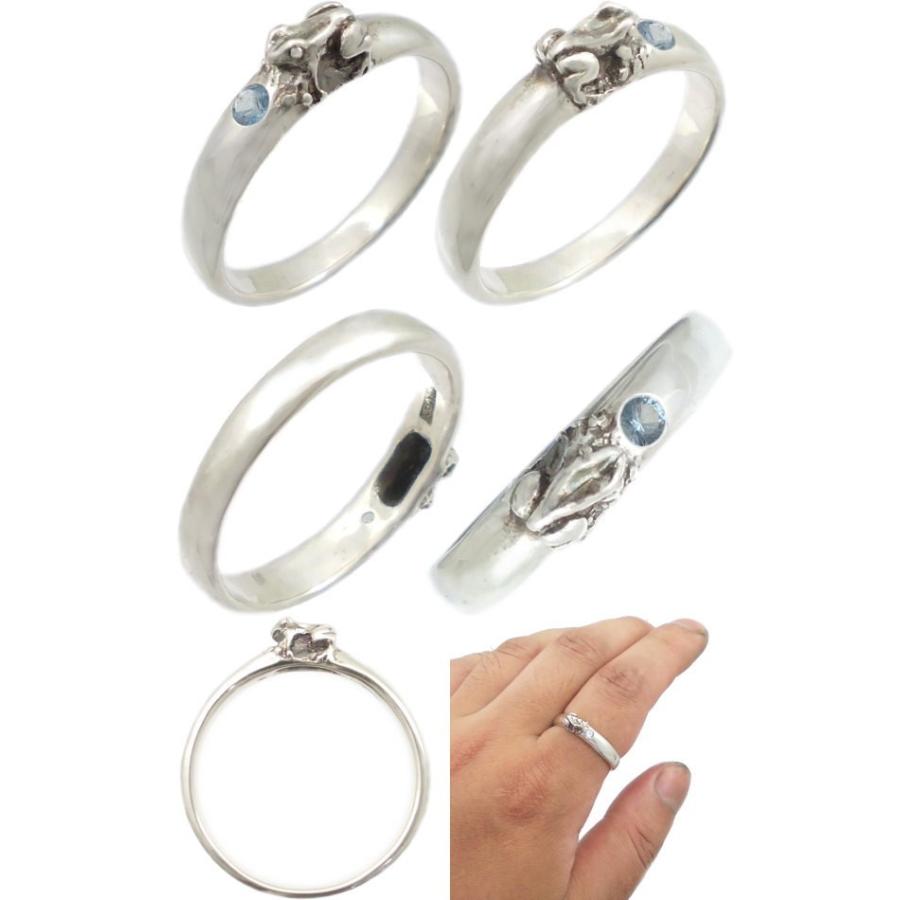 カエル シルバー925リング アクアマリン silver