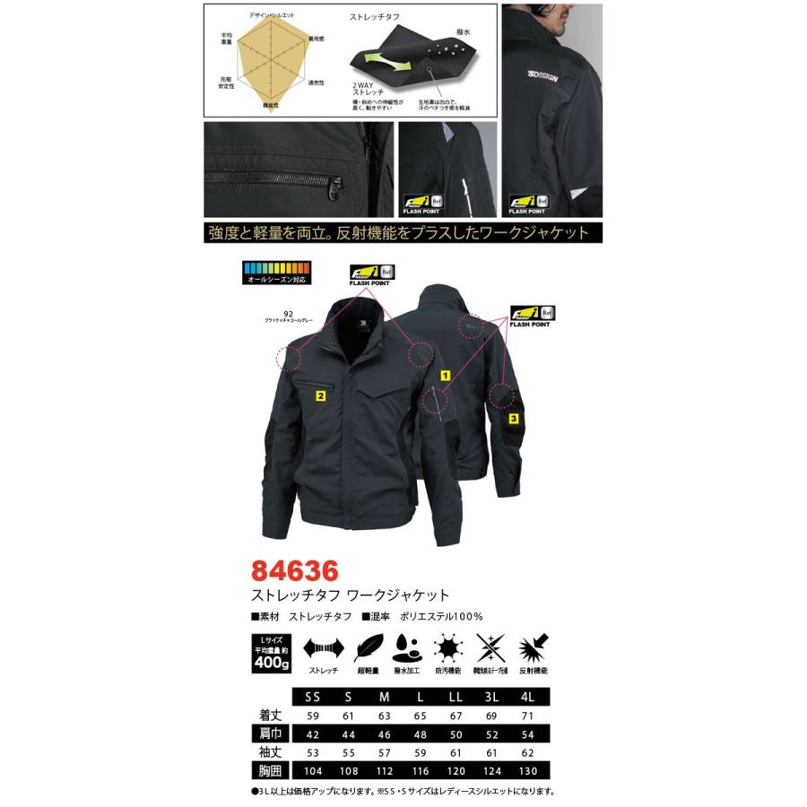 84636 藤和 TS DESIGN ☆TOWA ストレッチタフワークジャケット☆無重力