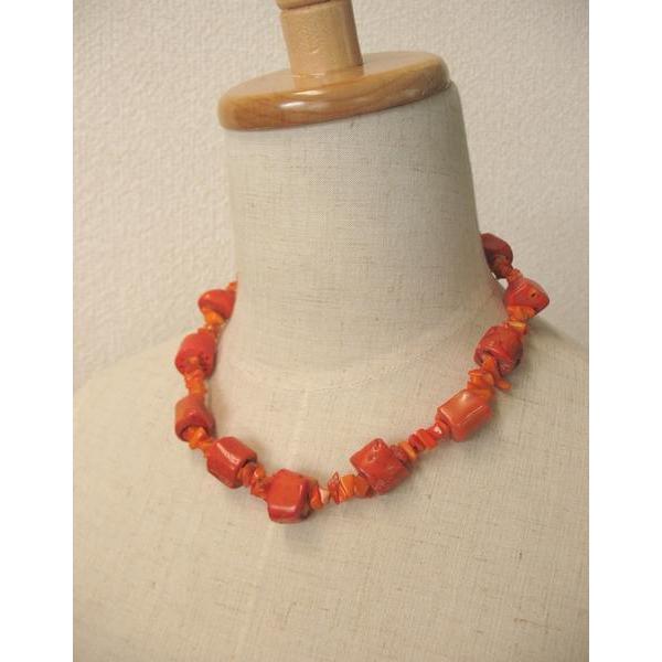 ○特別価格○珊瑚ネックレスサンゴ オレンジ☆3本セット01-114