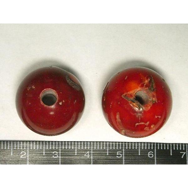 ◇革紐も通せる◇4mm穴珊瑚ビーズ ラウンド 約22mm 粒売 01-210 |  | 02