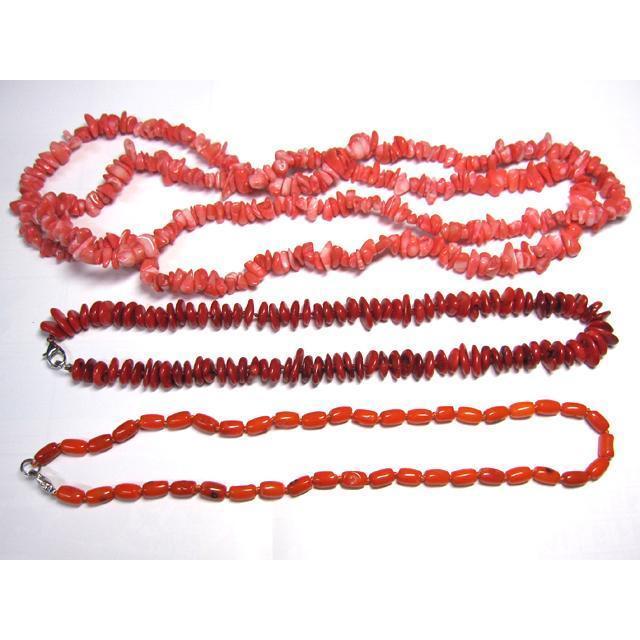 專用　珊瑚　ネックレス　3本セット ◇珊瑚ネックレス3本セット◇ ピンク＊オレンジ＊レッド 赤 01-297 : B