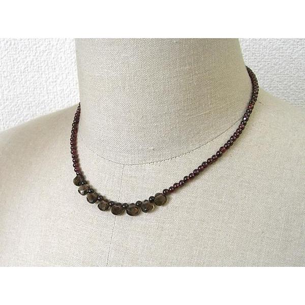◇天然石◇ ガーネット×スモーキークォーツネックレス02-399 : B