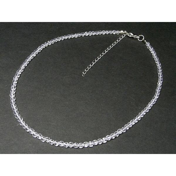 ◇天然石ショートネックレス◇ 白水晶 カット 約4mm 02-503 : B