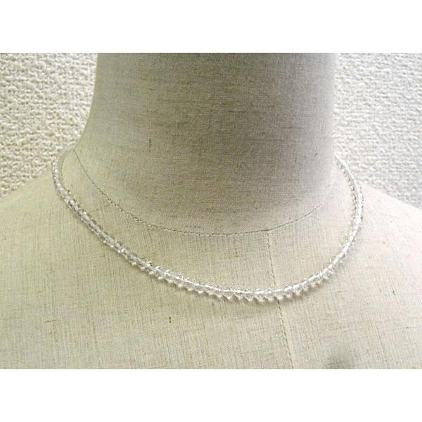 ◇天然石ショートネックレス◇ 白水晶 カット 約4mm 02-503 : B