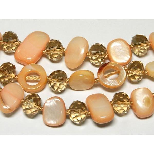 ボタンシェル　ネックレス　2色3連 ボタンシェルネックレス2色3連