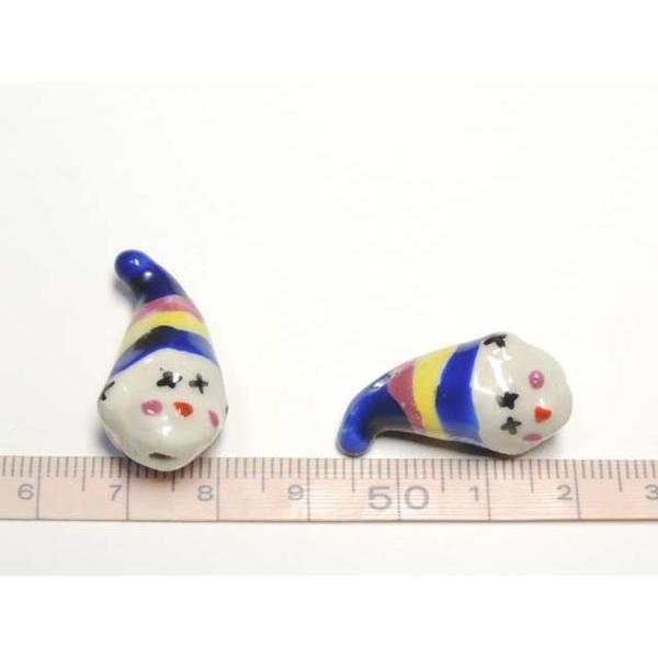□陶器ビーズ□ピエロ 約25×15mm 10個 ブルー 06-1121 : Bクラフト