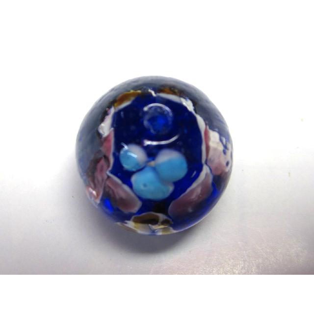◆トンボ玉◆大玉 ラウンド 約20mm 1粒 3色花 青 06-1367|b-soft|02
