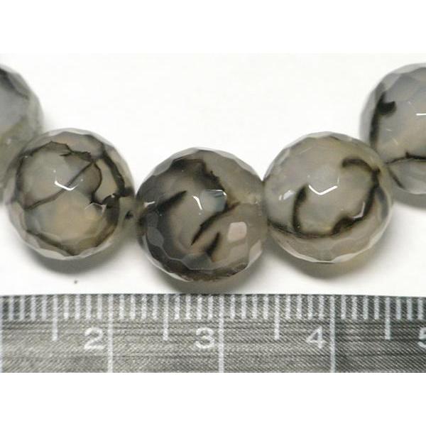 龍紋メノウ グレー ブレスレット ラウンドカット 約12mm 瑪瑙 めのう