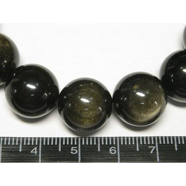 ゴールドオブシディアン ブレスレット ラウンド 約14mm 黒曜石 