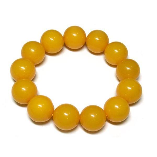 アンブロイド琥珀 ブレスレット ラウンド 玉子色 約18mm 合成琥珀 琥珀