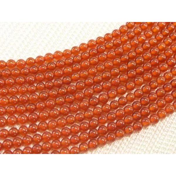 赤瑪瑙（カーネリアン）ラウンド連販売 約2mm 3000036 : Bクラフト