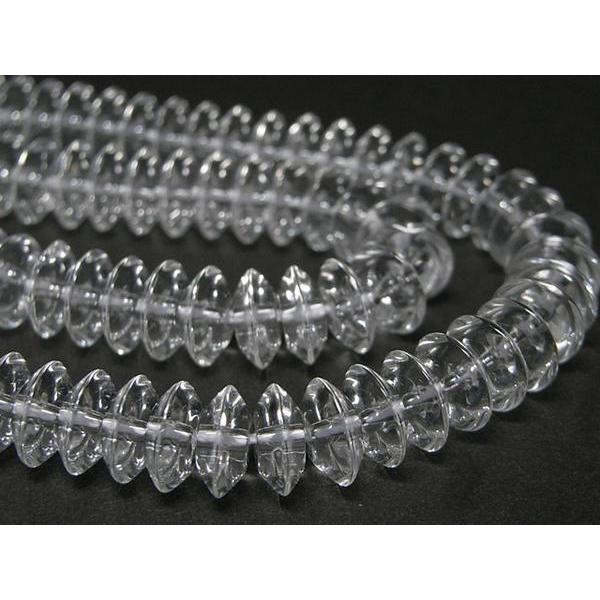 水晶(クォーツ) ソロバンカット 連販売 約8×3mm 3000666 | 