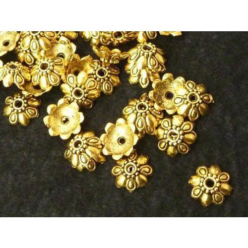 フラワーキャップ チベタン座金 金古美 約10mm 100個 6000132☆ | 