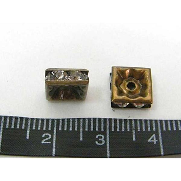 四角型ラインストーンロンデル 真鍮古美8mm【100個入り】 6000163☆ |  | 01