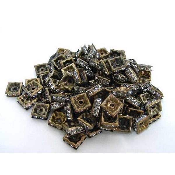 四角型ラインストーンロンデル 真鍮古美8mm【100個入り】 6000163☆ |  | 02