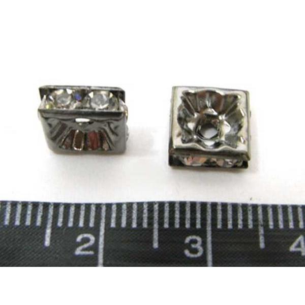 四角型ラインストーンロンデル ガンメタ 8mm【100個入り】 6000164☆ |  | 01