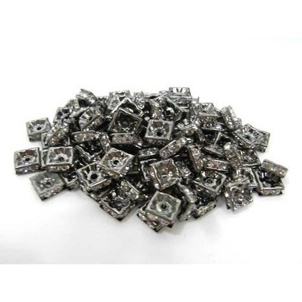 四角型ラインストーンロンデル ガンメタ 8mm【100個入り】 6000164☆ |  | 02
