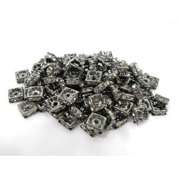 四角型ラインストーンロンデル ガンメタ 8mm【100個入り】 6000164☆ |  | 03