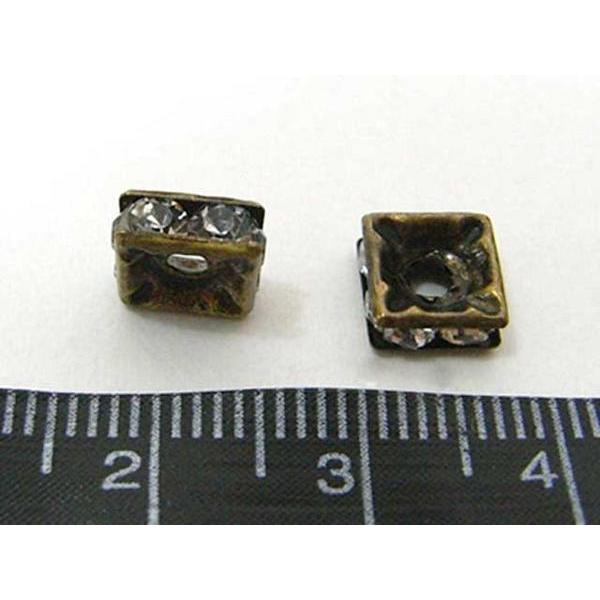 四角型ラインストーンロンデル 真鍮古美 7mm【100個入り】 6000168☆ |  | 01