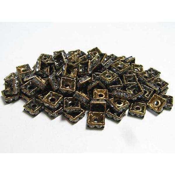 四角型ラインストーンロンデル 真鍮古美 7mm【100個入り】 6000168☆ |  | 02