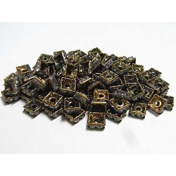 四角型ラインストーンロンデル 真鍮古美 7mm【100個入り】 6000168☆ |  | 03