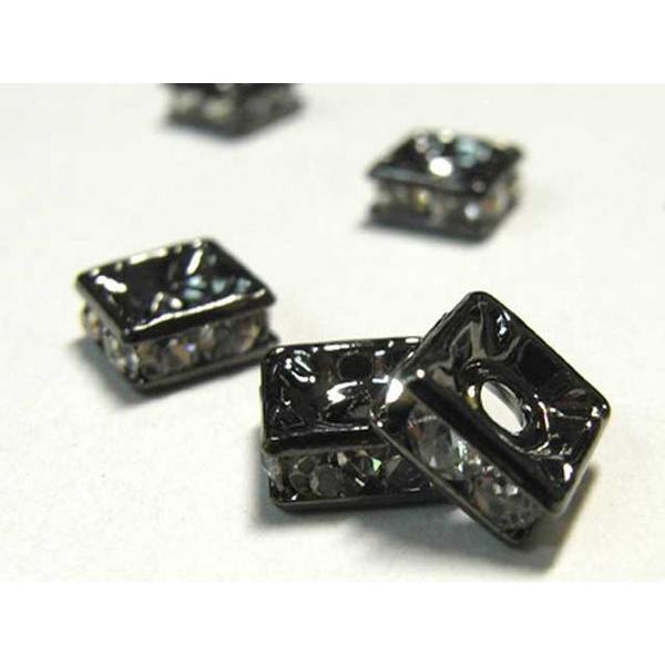 四角型ラインストーンロンデル ガンメタ 7mm【100個入り】 6000169☆ | 