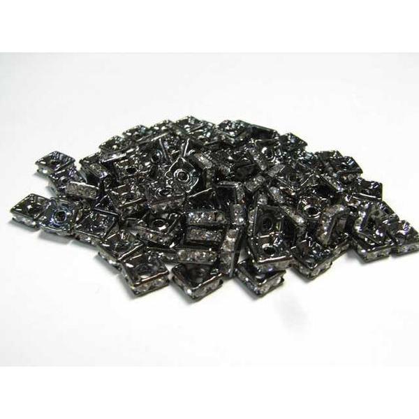 四角型ラインストーンロンデル ガンメタ 7mm【100個入り】 6000169☆ |  | 02