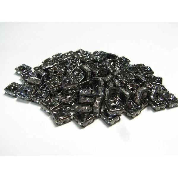 四角型ラインストーンロンデル ガンメタ 7mm【100個入り】 6000169☆ |  | 03