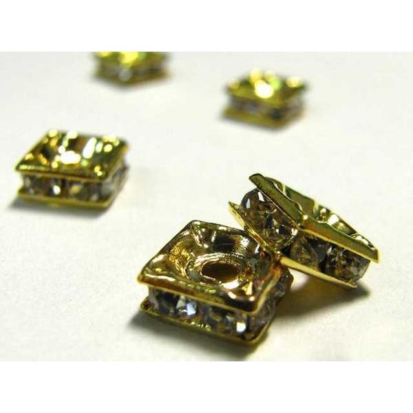 四角型ラインストーンロンデル ゴールド 7mm【100個入り】 6000171☆ | 