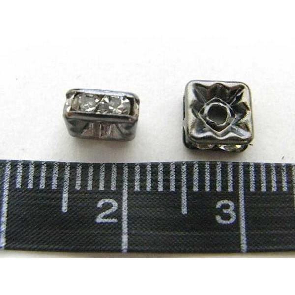 四角型ラインストーンロンデル ガンメタ6mm【100個入り】 6000177☆ |  | 01